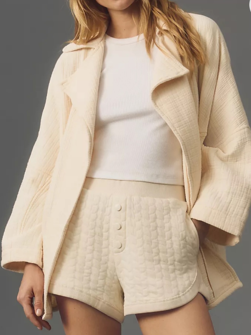 Pilcro Cream Gauze Open Kimono Jacket